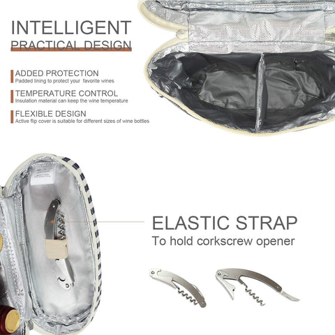ZORMY wine tote with integrated corkscrew for convenient on-the-go entertaining.