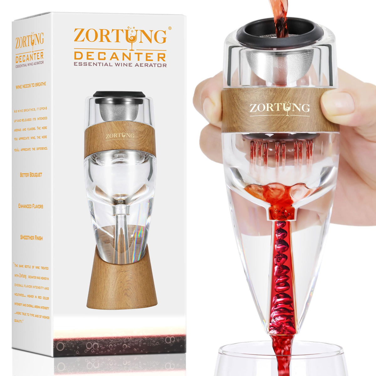 ZORTUNG Wine Aerator Decanter Pourer in action, optimizing aroma during pour.