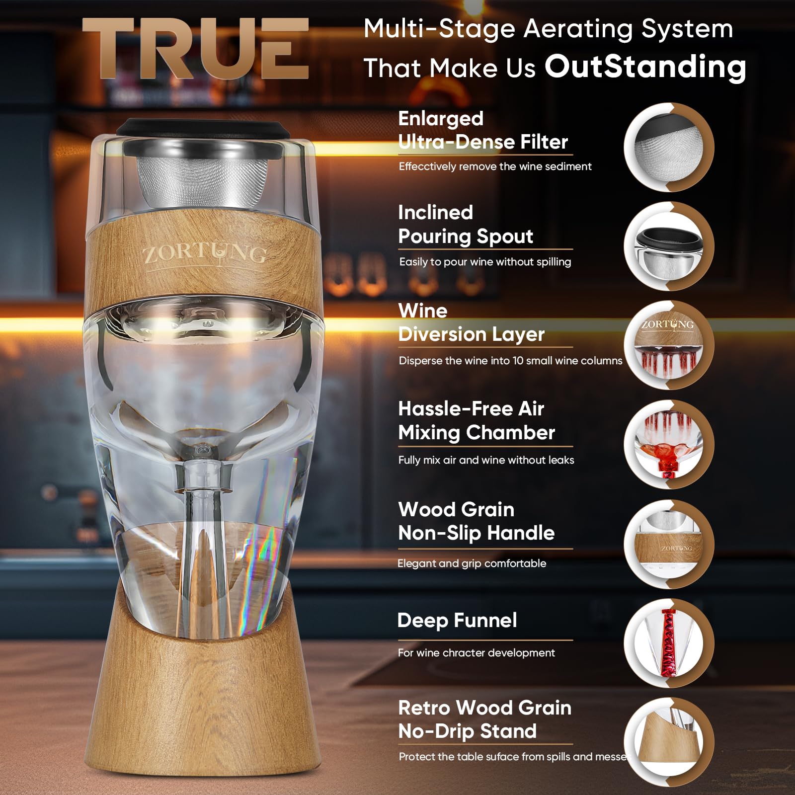 Compact aerator with travel pouch for on-the-go wine tasting.
