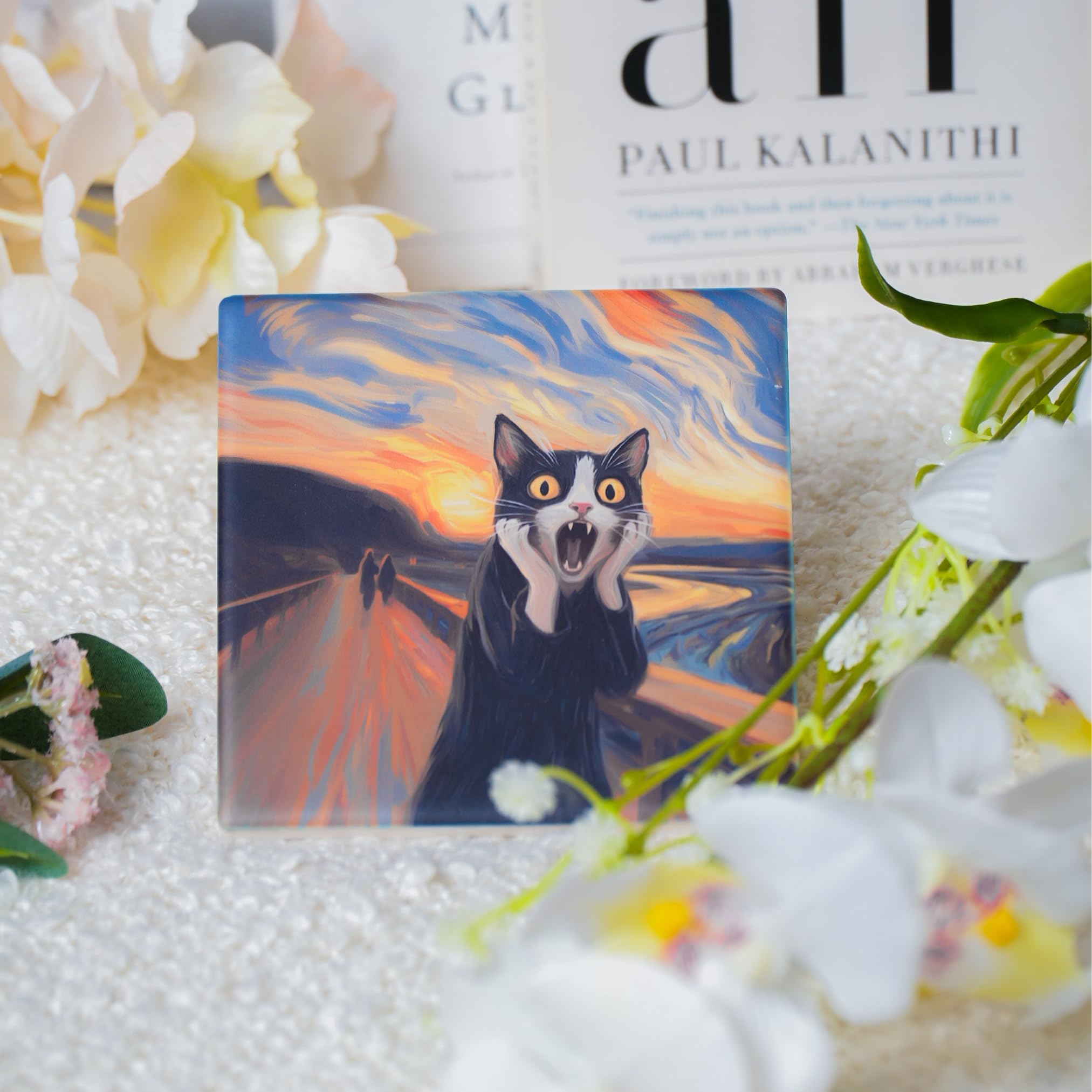 Zosiana Designs Gallery Cats coaster size 3.9x3.9 inches fits any surface