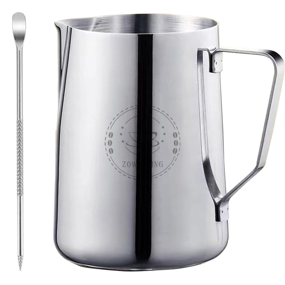 ZOWIE KING 50oz milk frothing pitcher front view for durable latte prep.