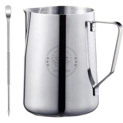 ZOWIE KING 50oz milk frothing pitcher front view for durable latte prep.