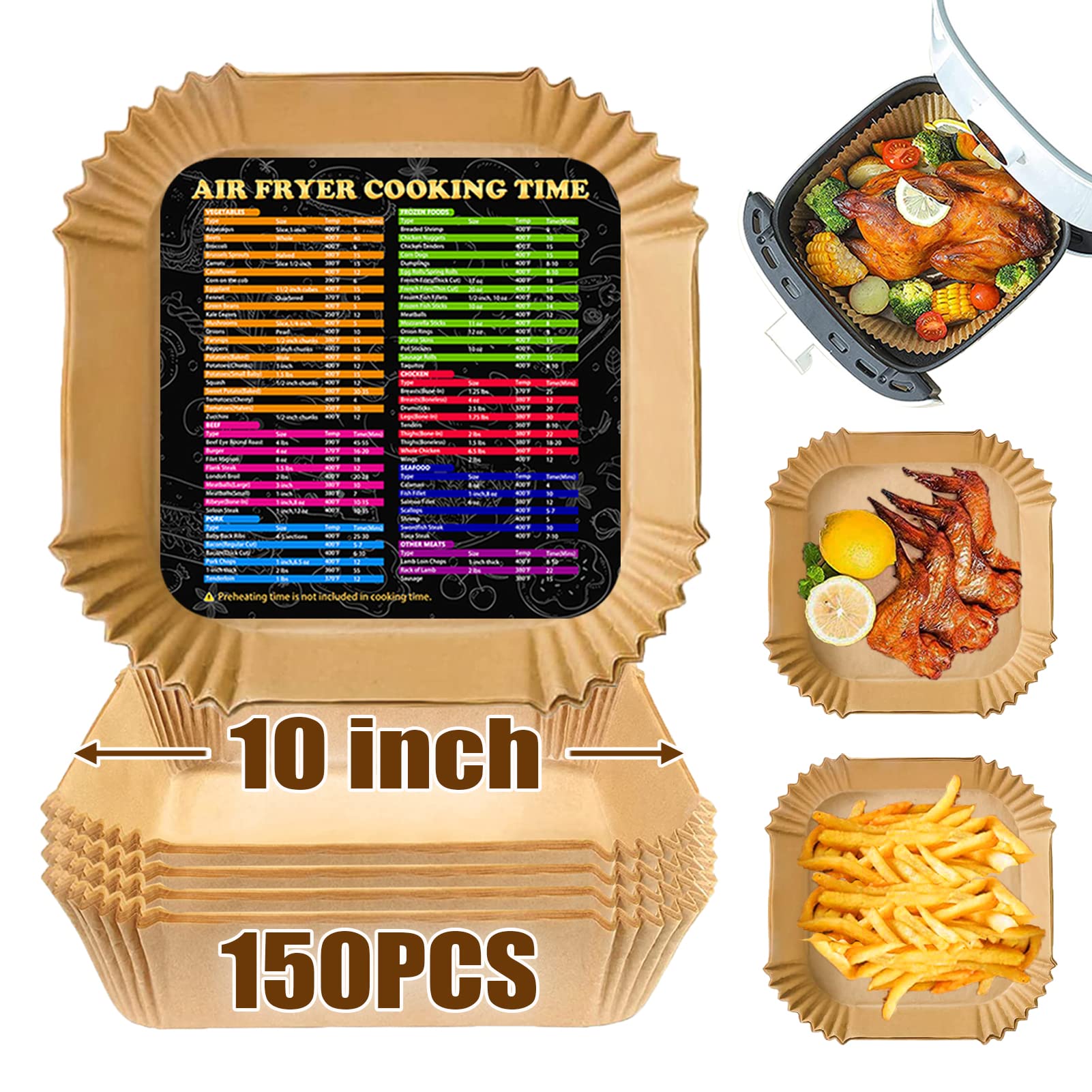 ZOWVAAM 10-inch liner packaging for mess-free air frying.