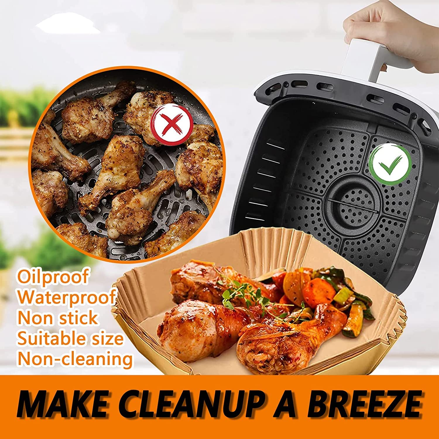 ZOWVAAM Greaseproof waterproof liner keeps fryer clean and food from crumbs