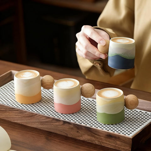 ZPGXLRZ wooden-handle demitasse cup highlights heat-resistant grip.