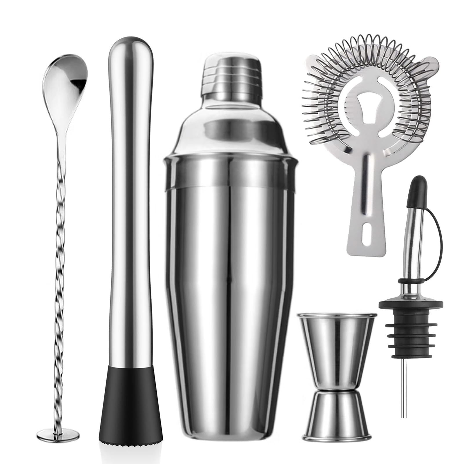 ZPUFAW 6-piece cocktail shaker set with 24oz shaker for crowd-pleasing mixed drinks