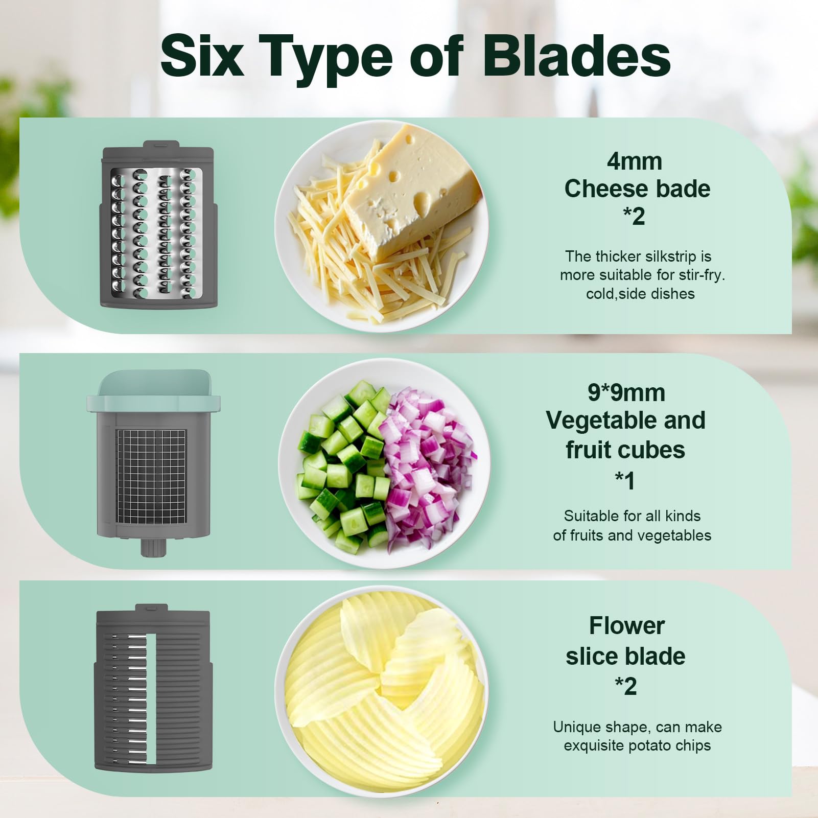 ZQOZQO dicing drum provides evenly sized cubes for salads.