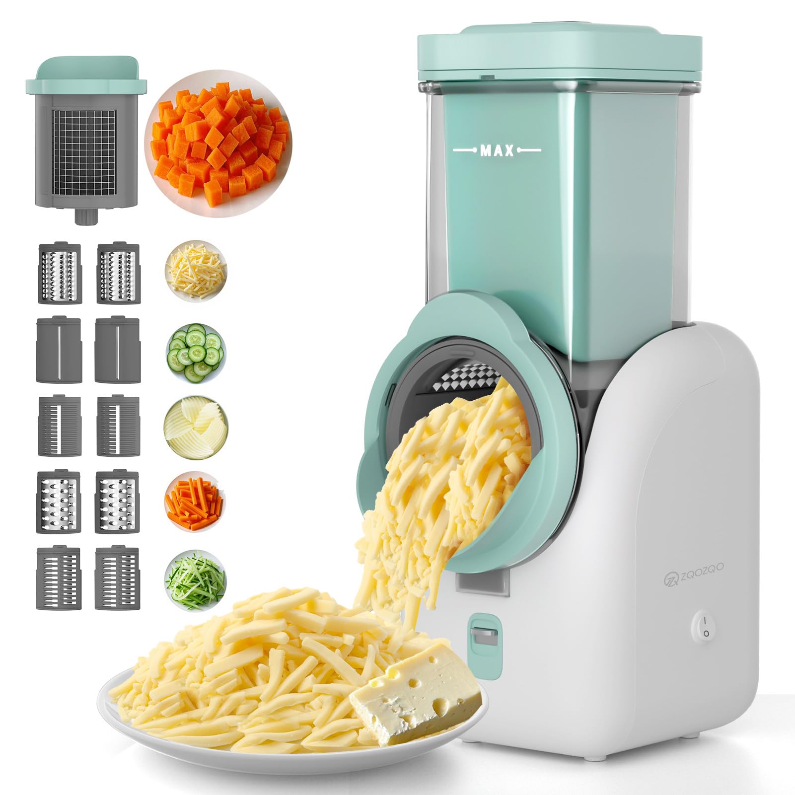 ZQOZQO upgraded electric cheese grater housing demonstrates durable build for daily use.