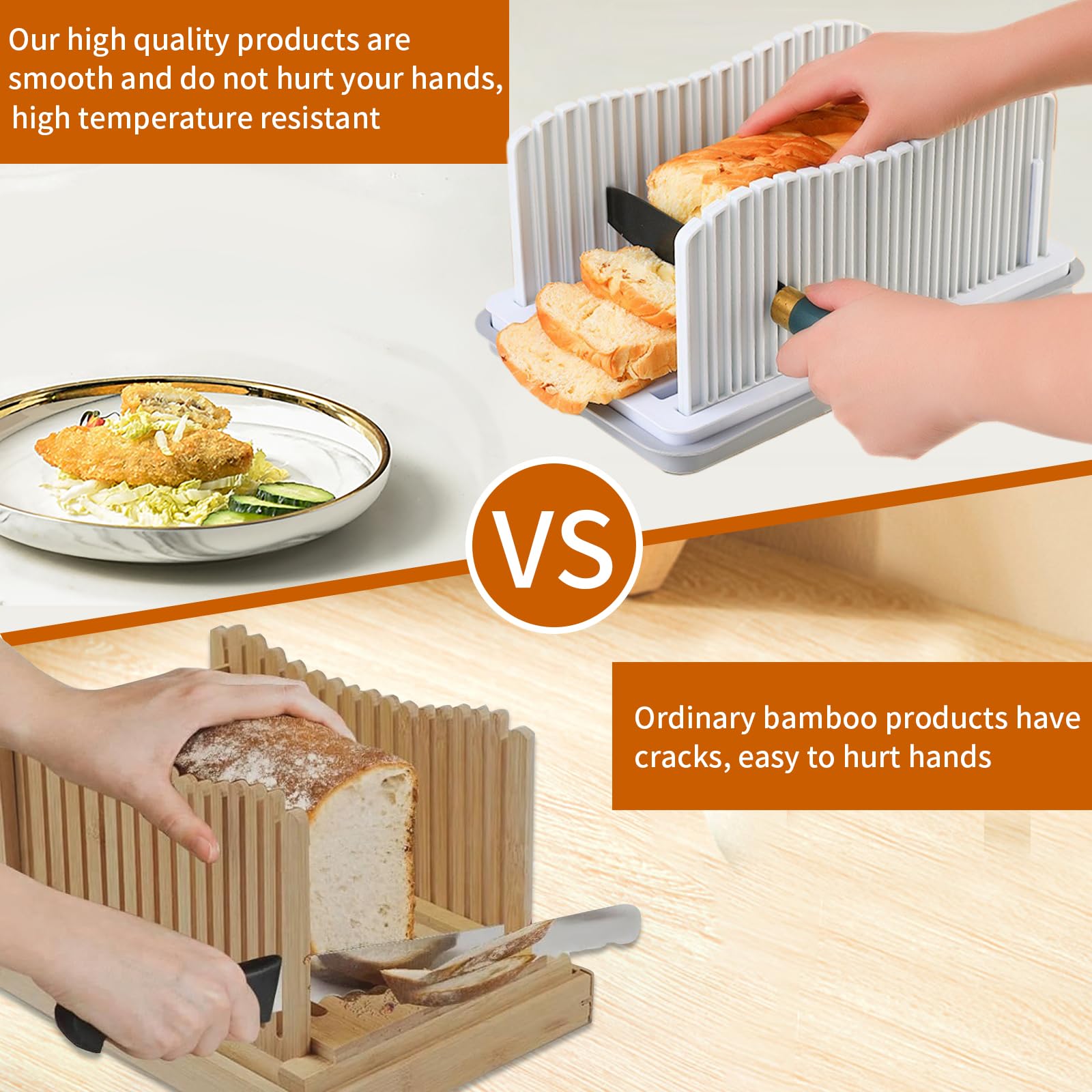 ZQZXD bread slicer with foldable cutter for compact storage after use.