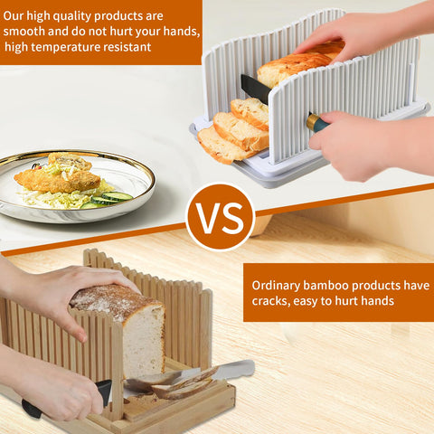 ZQZXD bread slicer with foldable cutter for compact storage after use.