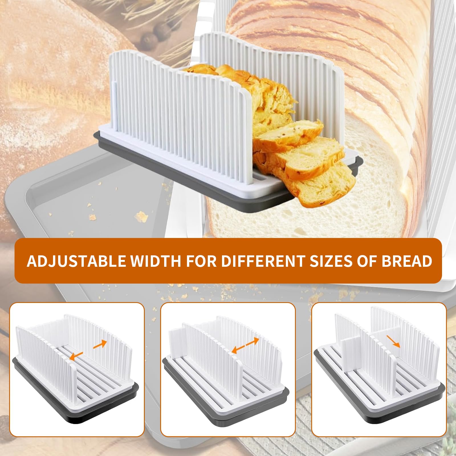 ZQZXD crumb catcher tray keeps the counter clean during slicing.
