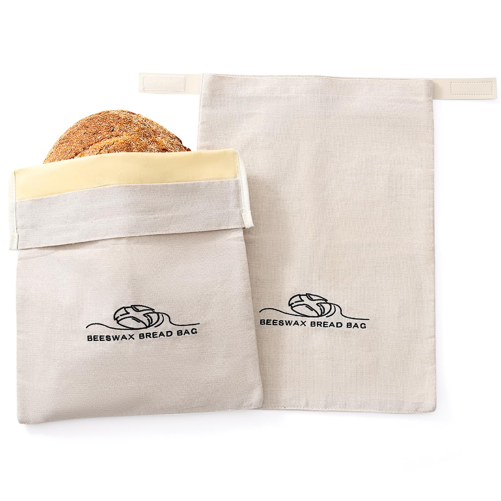 ZSHLXM beeswax bread bag with linen lining preserves sourdough freshness.