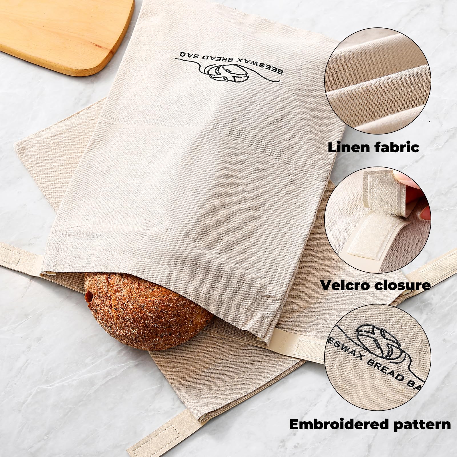 ZSHLXM easy-clean bread bag; wipeable beeswax surface after use.