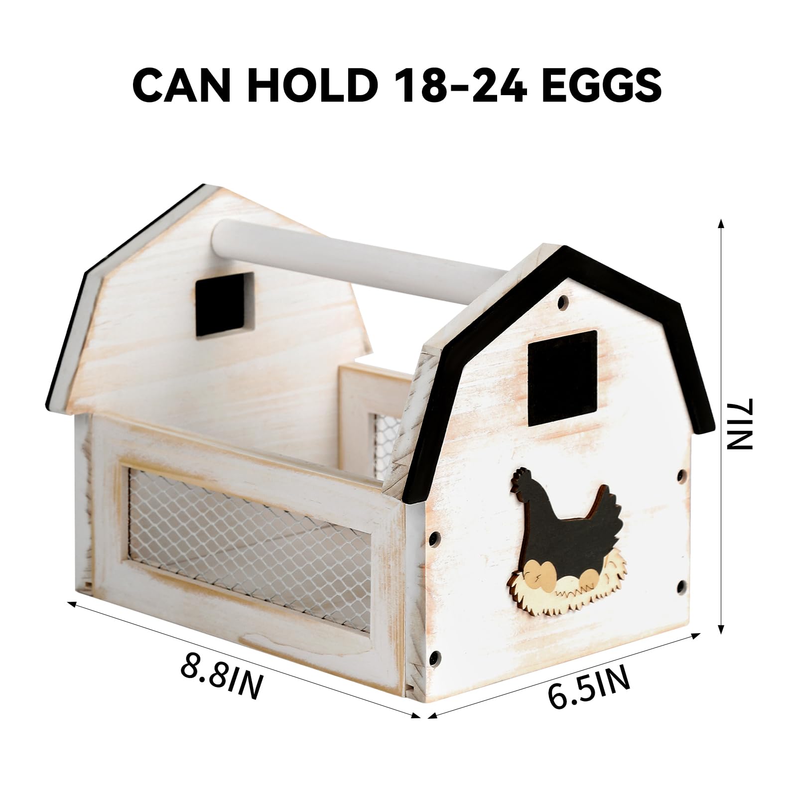 ZSHLXM Egg Basket wood and wire adds rustic charm while holding up to 24 eggs for small flocks.