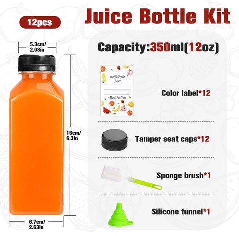 ztarraum 12oz juice bottle with brush for easy cleaning