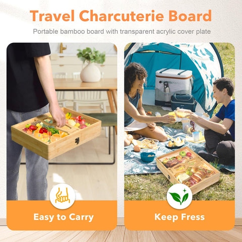 ZTDMGZS charcuterie board foldable design enables convenient pre-loading