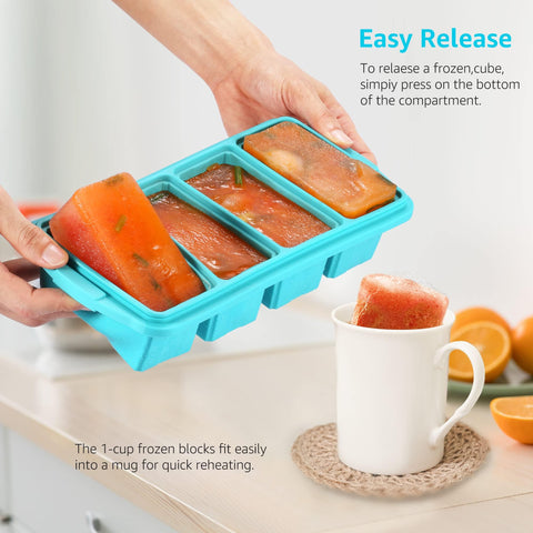 Ztomine large ice cube tray 4-pack ready for soups and sauces.