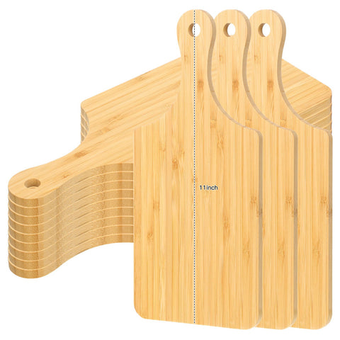 Zubebe bamboo cutting board with handle; ideal for prep and serving.