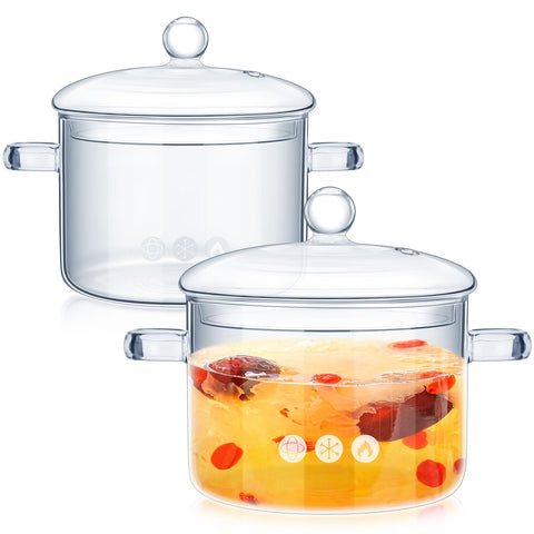 Zubebe glass pot 1.5L with lid for clear monitoring of soups.