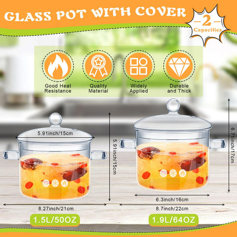 Zubebe glass pot 1.9L with lid ideal for simmering sauces and soups.