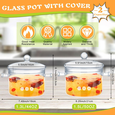 Zubebe glass pot 13-liter with cover, ideal for milk and sauces