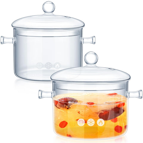 Zubebe glass pot 15-liter with cover, clear visibility for simmering soups