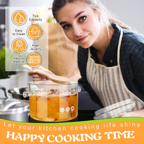 Zubebe glass pot set on stove showcases clear visibility and easy monitoring.