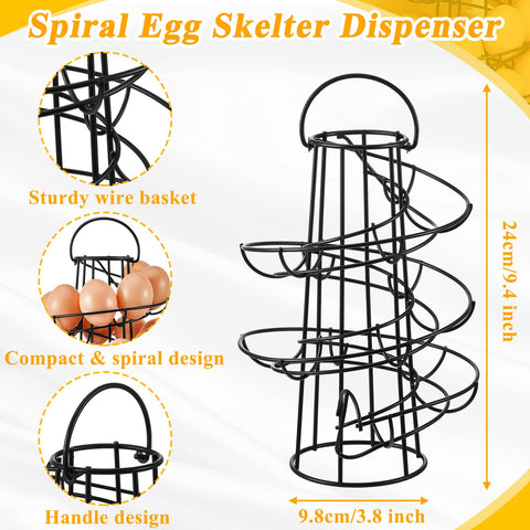 Zubebe spiral egg holder in black keeps eggs organized and easy to count.