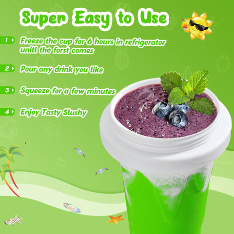 ZUGM Magic Squeeze Slushy Cups pouring action offers neat servings.