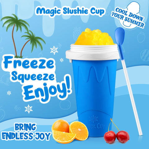 ZUGM Slushy Cup freezing action transforms drinks into slush in minutes.