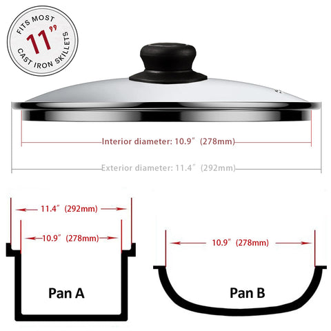 ZUIHUI lid with tempered glass and stainless rim for durability