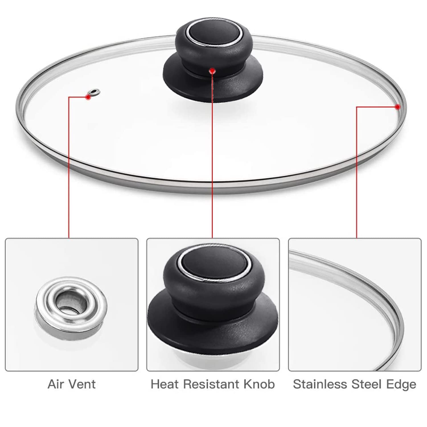 ZUIHUI stainless steel reinforced rim protects lid and cookware