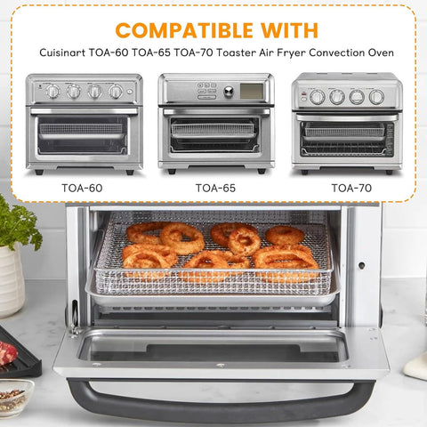 ZuKaYeHome air fryer basket for Cuisinart TOA-70 enables quick, even cooking with less flipping.