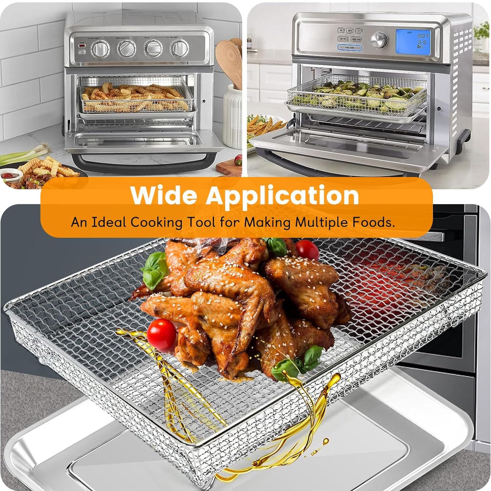 ZuKaYeHome air fryer pan complements the mesh tray for versatile cooking.