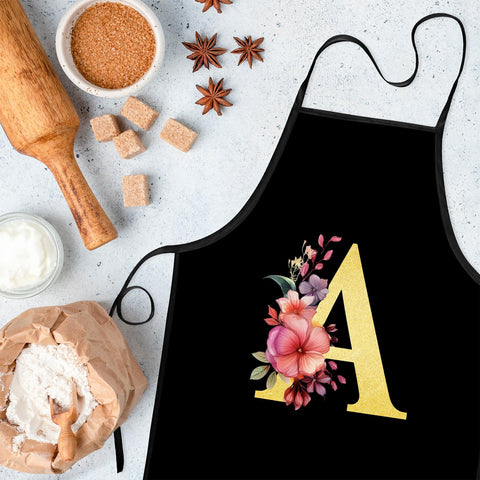 Zukmvuh monogram detail apron back view, personalized gift idea for weddings or daily cooking