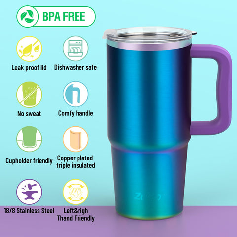 Zukro 24 oz tumbler triple-wall insulation keeps drinks hot or cold longer