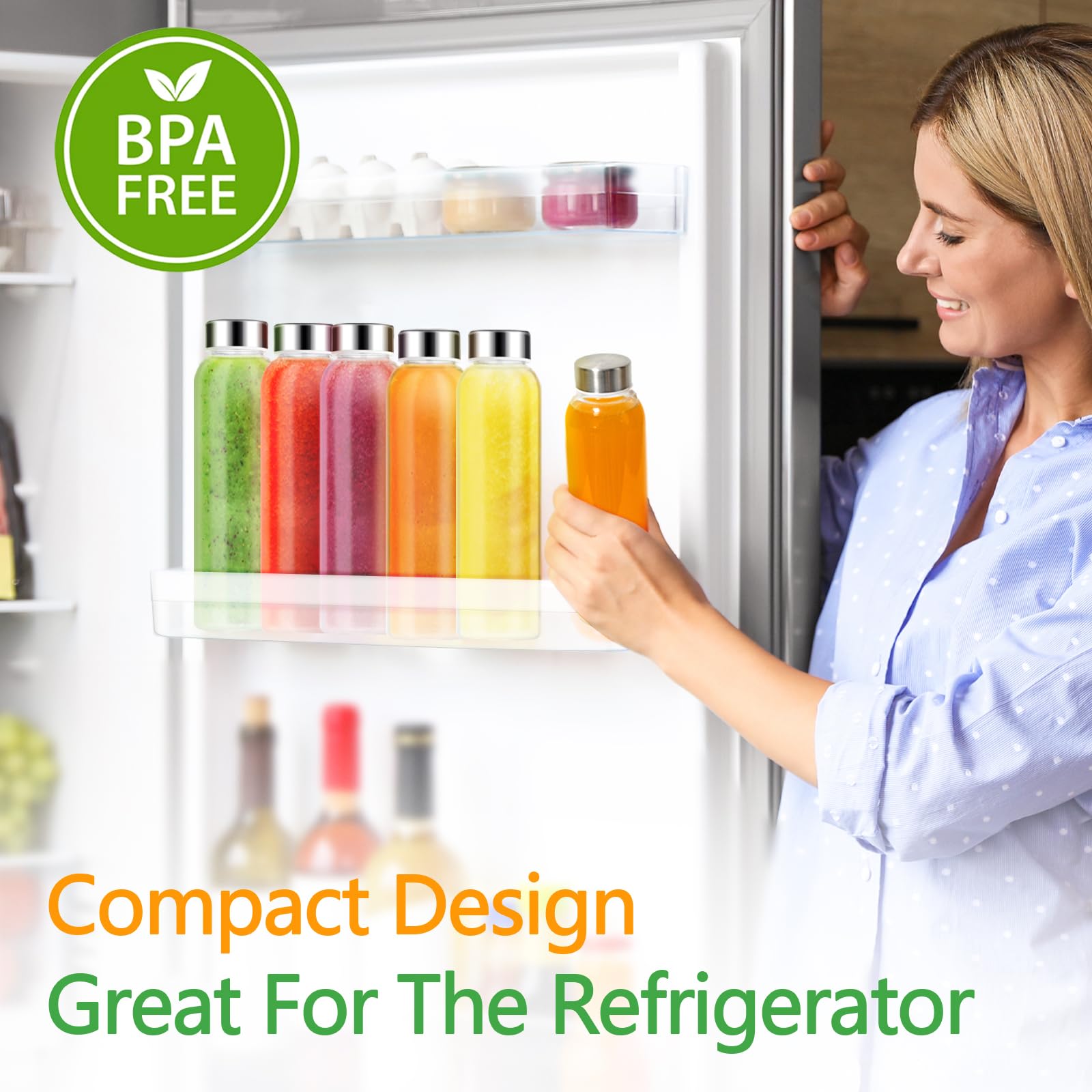 Zukro 6-pack glass bottles offer reusable juice storage.
