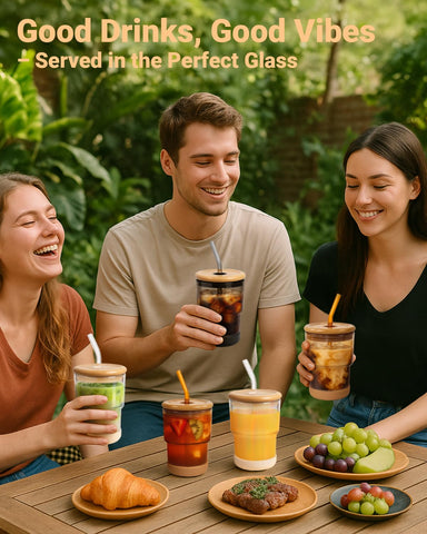 Zukro amber 2-pack glass tumblers for everyday beverages
