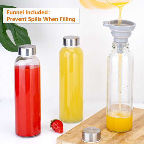Glass bottle with ice cubes inside a cup, ready for a refreshing drink.