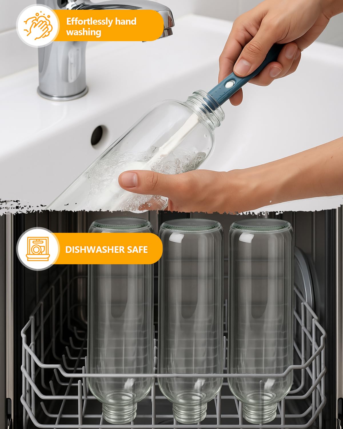 Zukro cleaning brush and funnel included to simplify filling and washing.