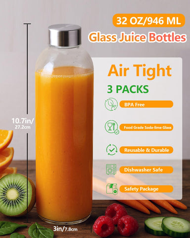 Zukro clear glass bottle shows juice colors for juicing or infused water.