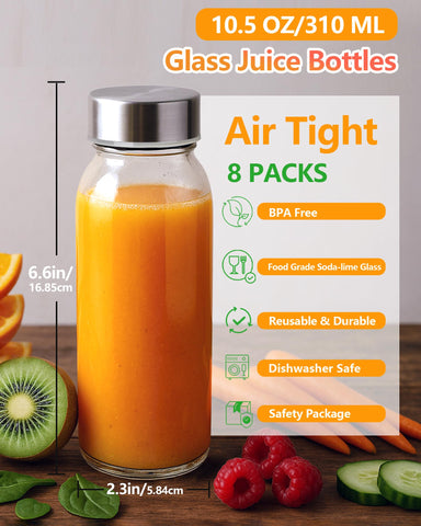 Zukro clear glass bottles showing clean visibility for juices or milk