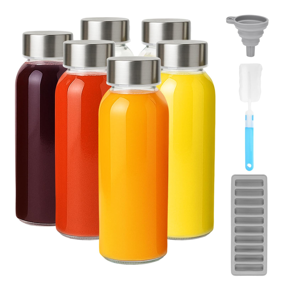 Zukro 10.5 oz glass bottle with airtight lid, ideal for fresh juice.