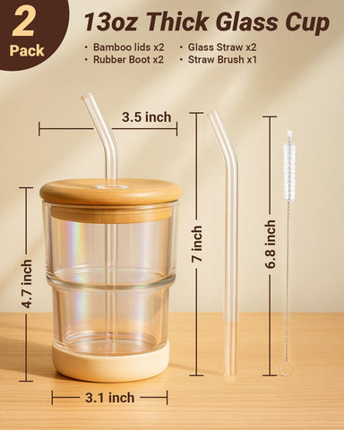 Zukro 13 oz glass cup suits hot and cold drinks for versatility.