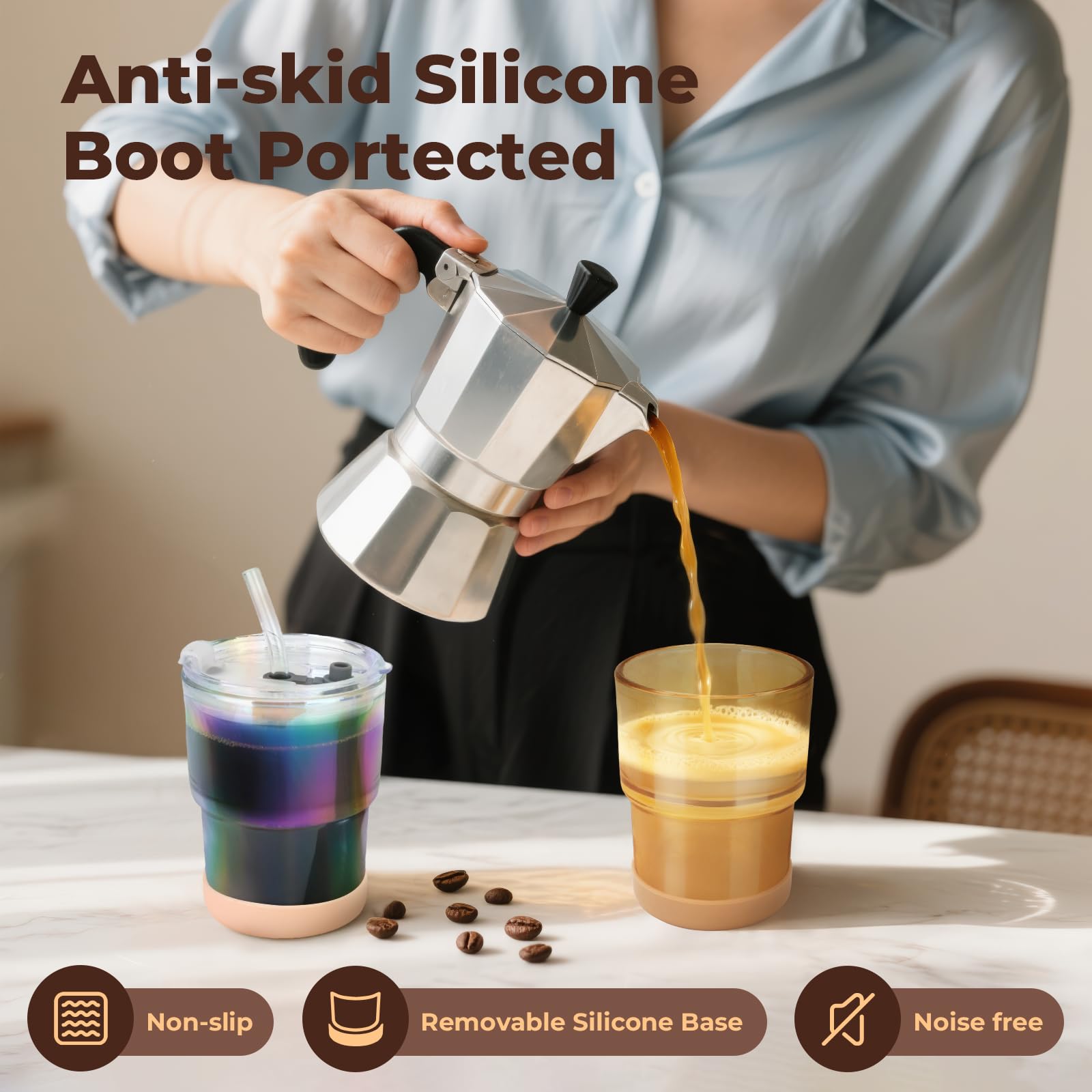 Zukro removable silicone base cushions impact and protects surfaces.