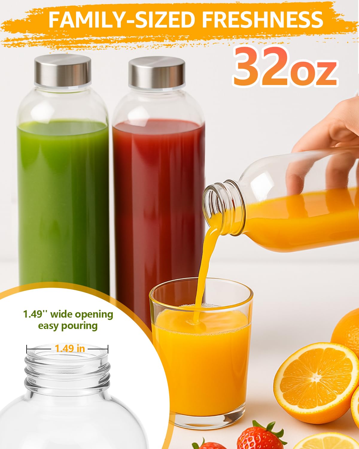 Zukro three-pack glass bottles for bulk family use.