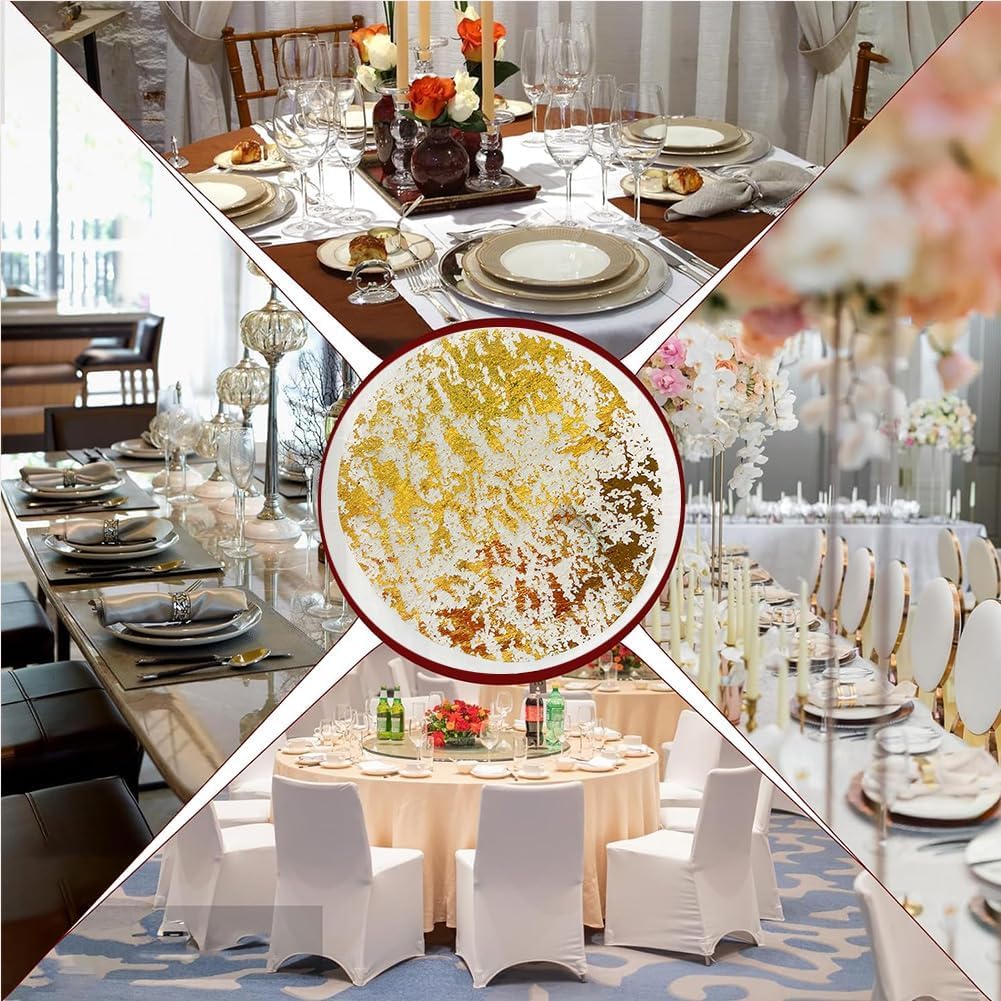Zulaniu round placemats, gold mesh design, creates luxe dining ambience.
