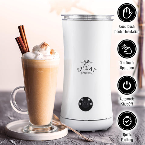 Zulay Kitchen 4-in-1 frother heats milk to even temperature
