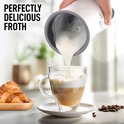 Zulay Kitchen 4-in-1 frother operates quietly for peaceful mornings