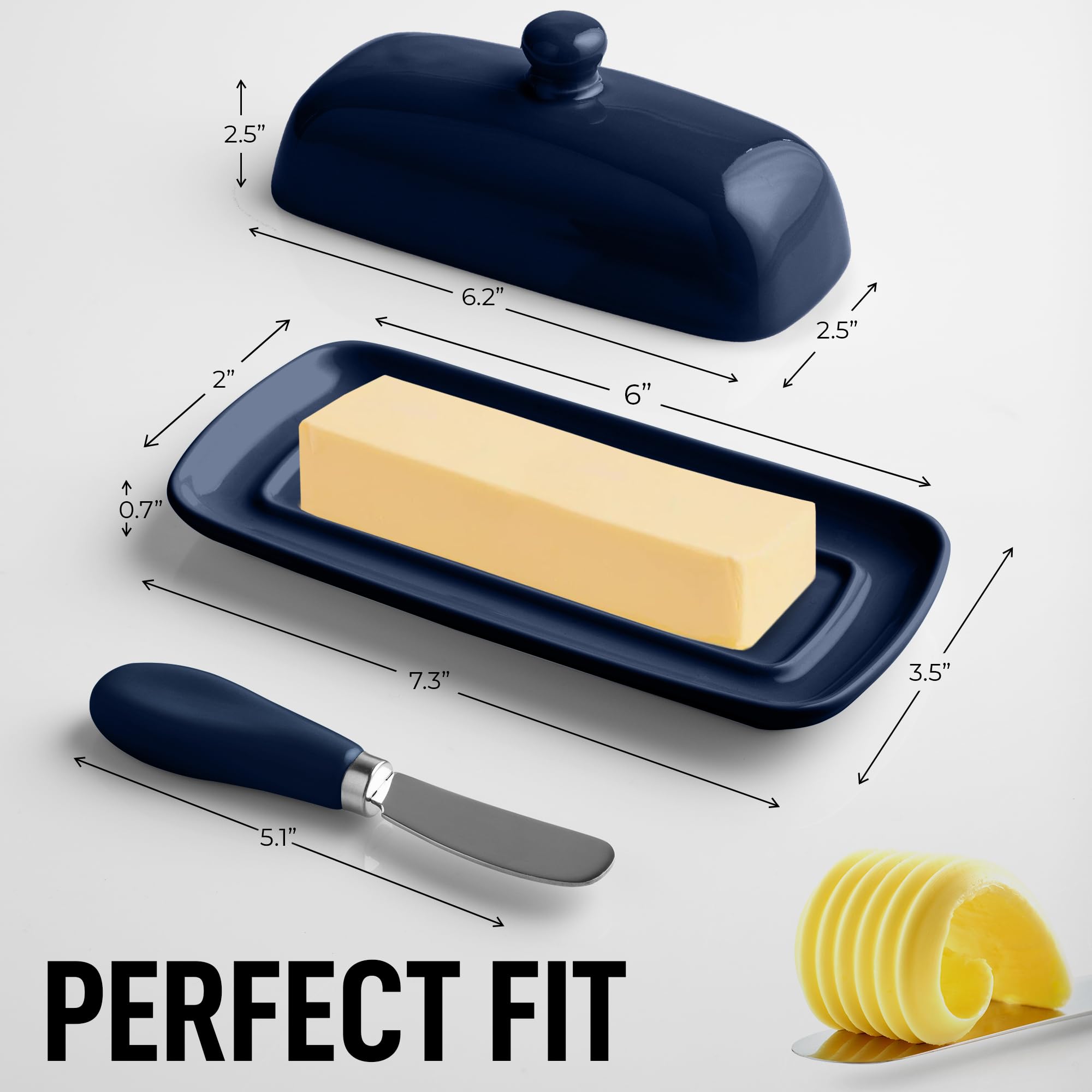 Zulay Butter Dish knob handle allows easy lifting and mess-free serving